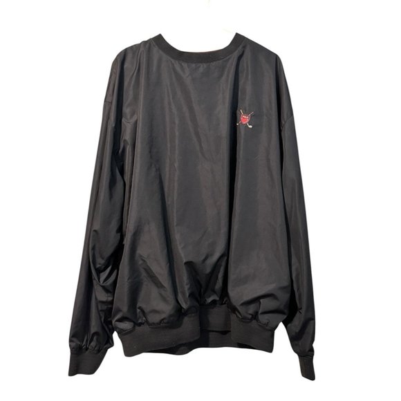 Polo Ralph Lauren Windbreaker Mens XL Black Golf Crest Pullover Lined Zip VTG - Picture 1 of 14